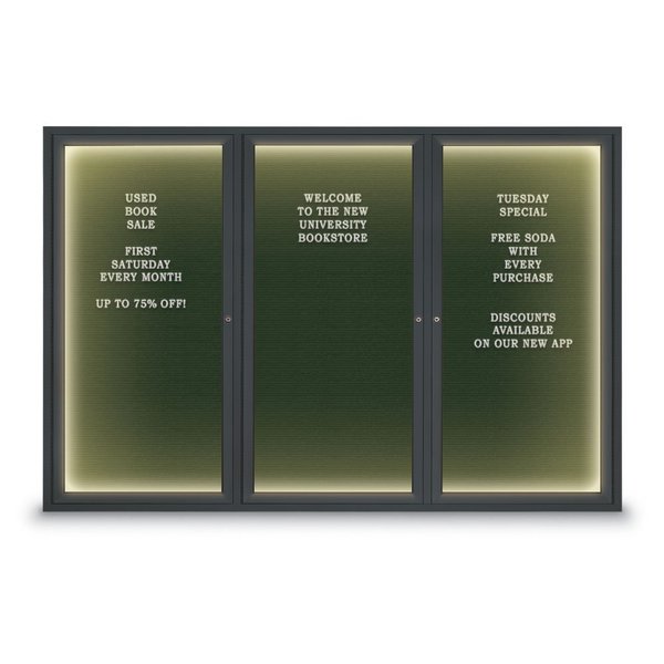 United Visual Products Indoor Enclosed Combo Board, 42"x32", Black Frame/White Porc & Pumice UVCB4232B-WHTPORC-PUMICE